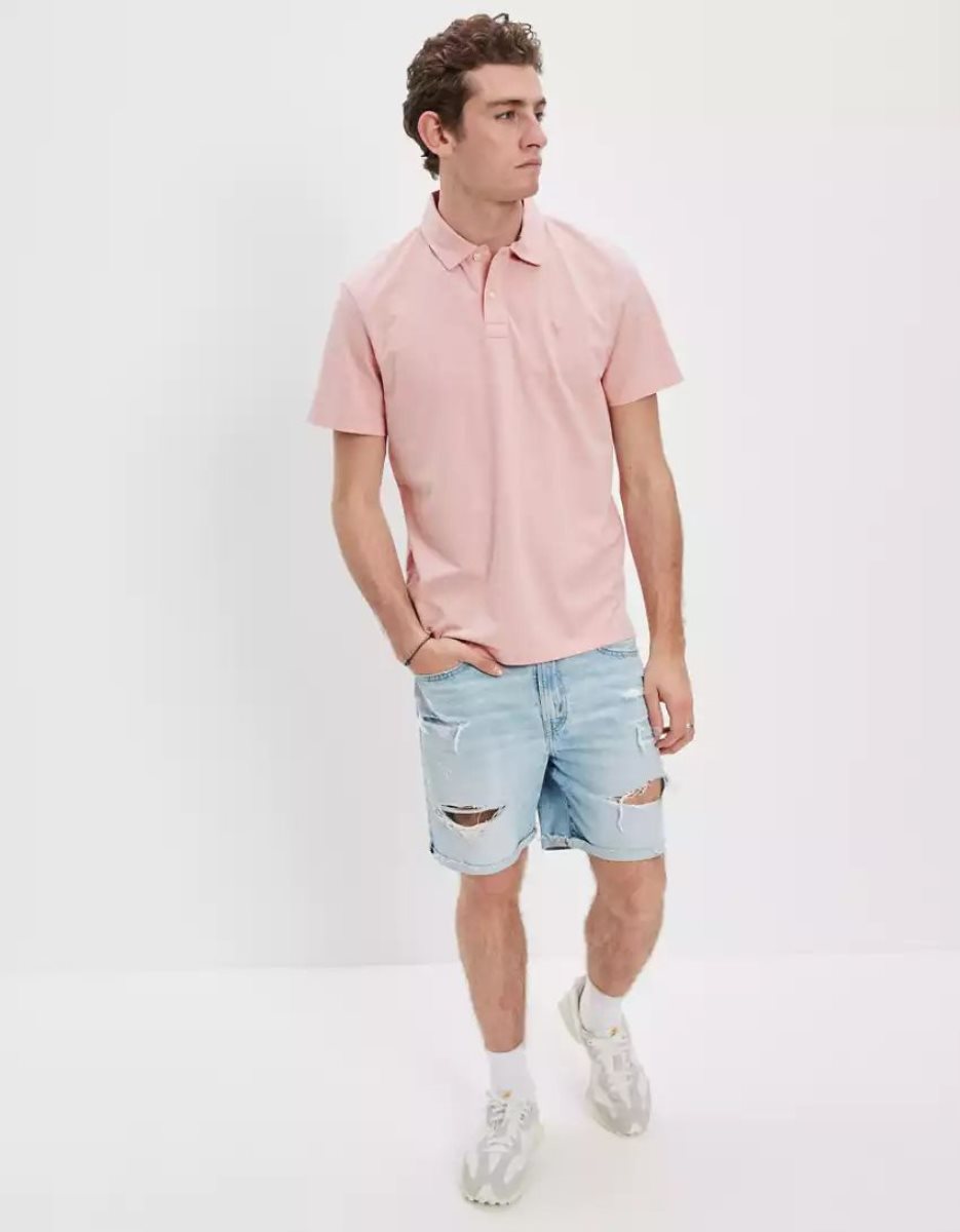 Polos American Eagle AE Super Soft Legend Jersey Rose Homme | GND-12220616